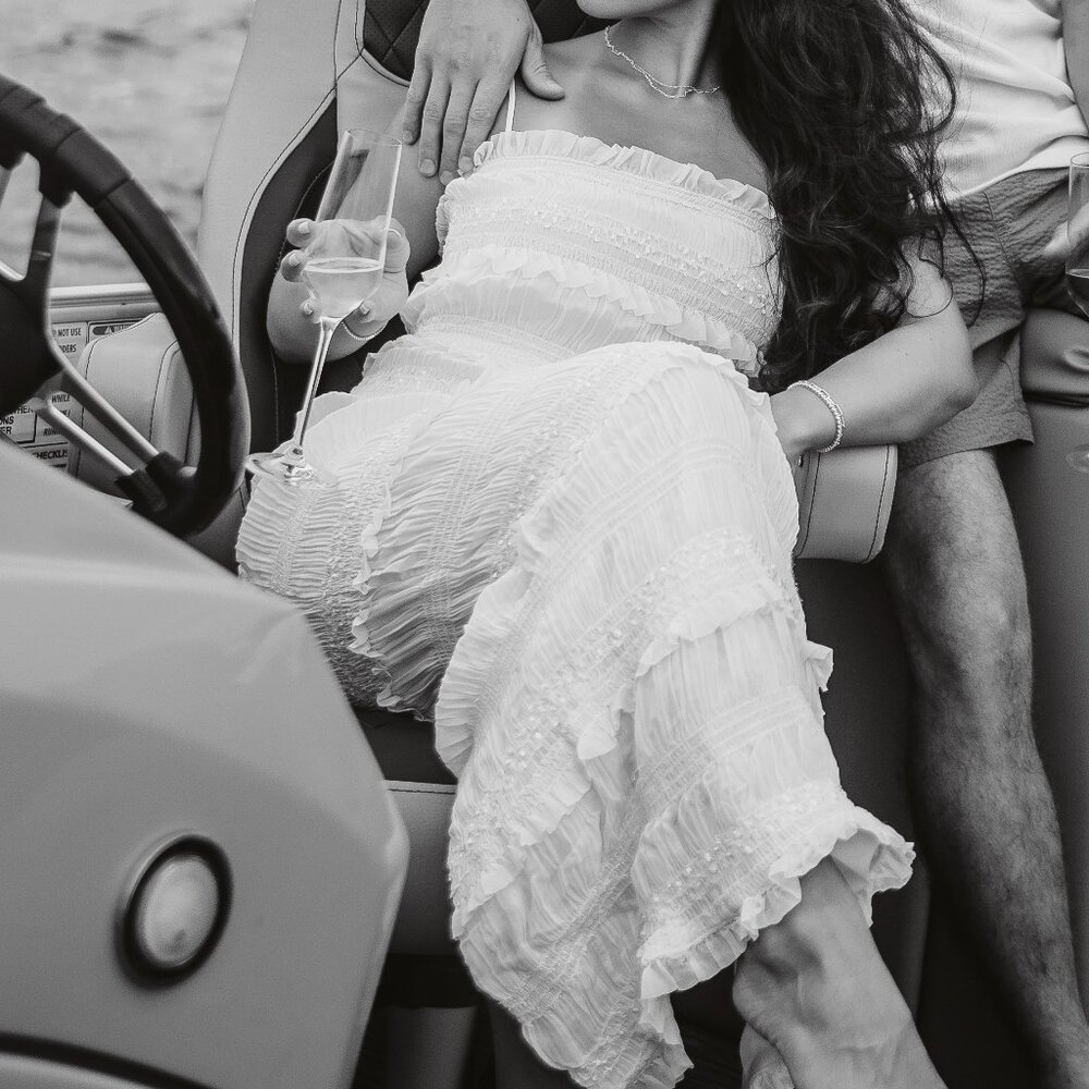 House of CB Ivory Sequin Pleat Maxi glamorous, sparkle sequin Dress "Solana" - Picture 4 of 6